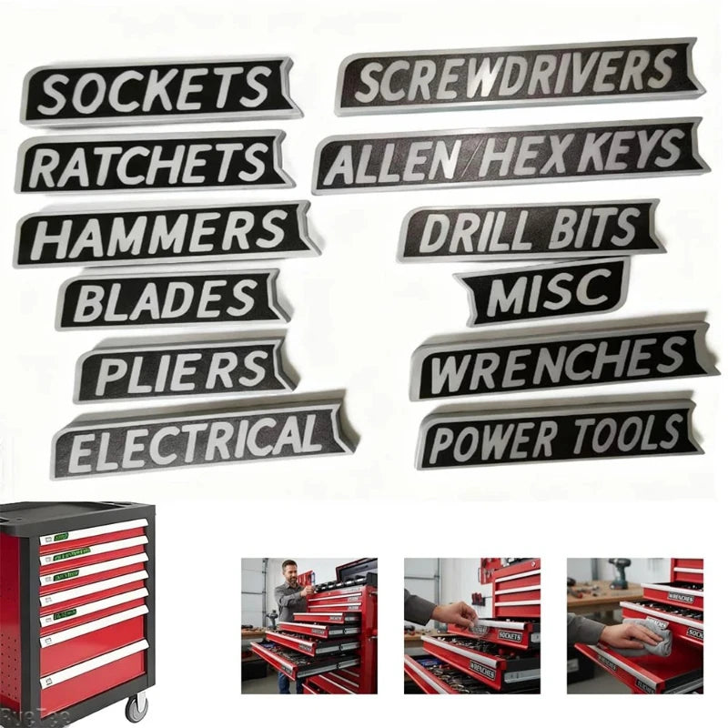 12 Pack of Magnetic Hard Case Large Labels Storage Tool Box Labels General Organize Accessories Reusable Labels Organizer Tools