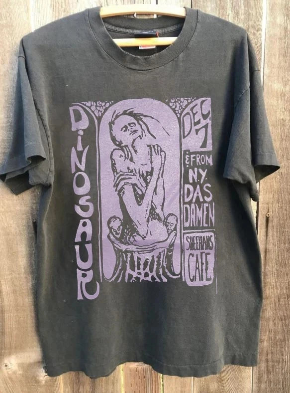 Plus Size Summer Women's Dinosaur Jr  Print T-shirt Cotton Breathable Stylish Versatile Street Style Oversized