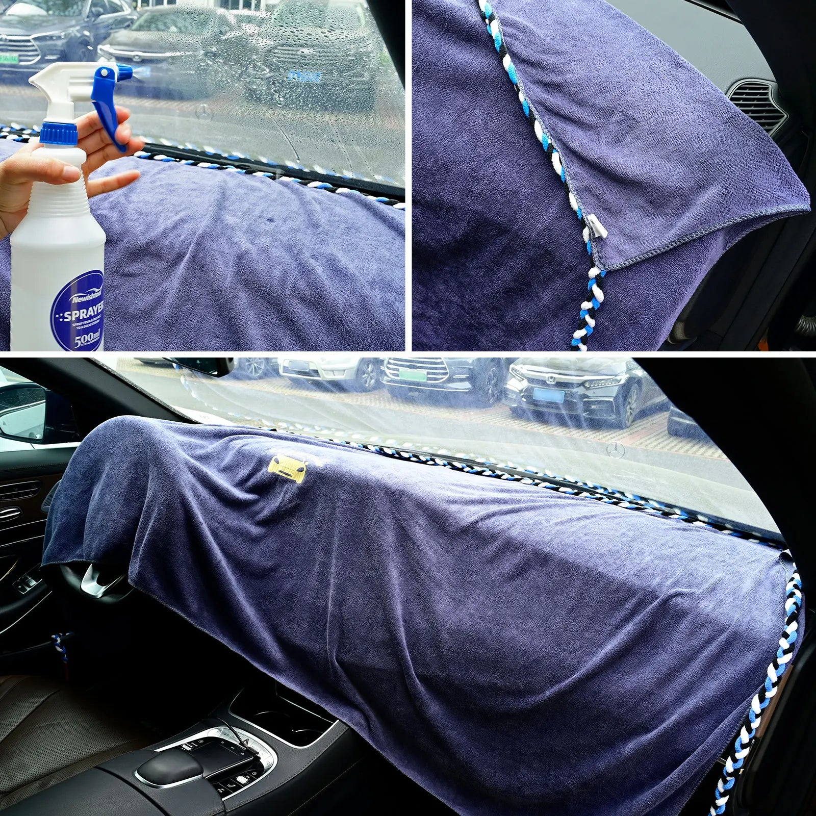 EHDIS Car Wash Dashboard Protective Covers with Soak Tint Rope Windshield Cleaning Protector Water Absorption Microfiber Towel