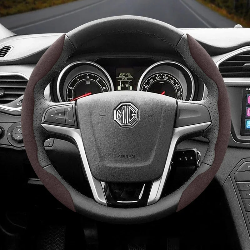 Suitable for Mg Non-Slip Buckle Segmented Suede Steering Wheel Cover Suitable for Zs Mg3 Hybrid Luxury 2025 One Mg4 Mulan Hs 5 6