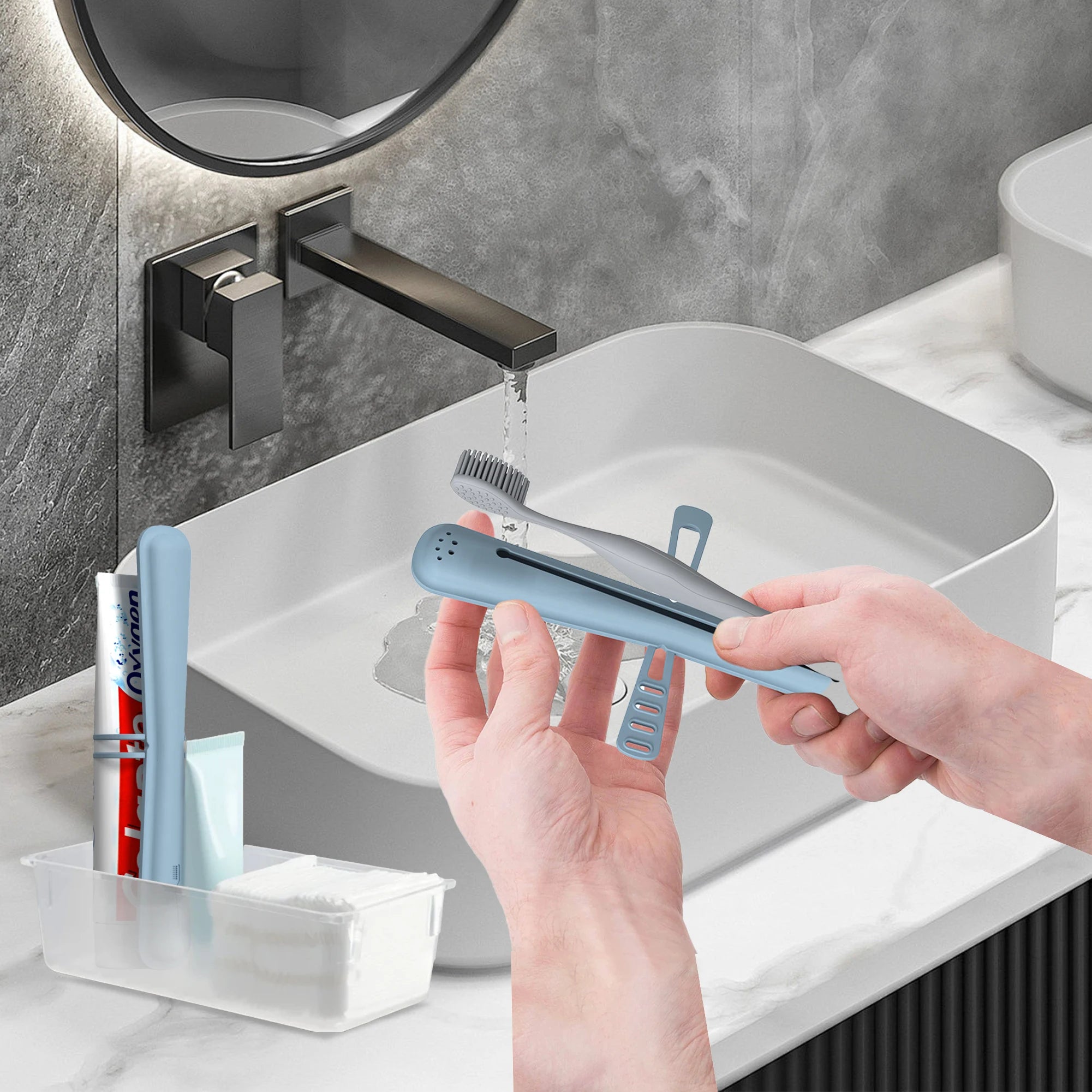 2 In 1 Travel Toothbrush Covers Soft Toothpaste Storage Portable Toothbrush Protector Case For Household Easy Storage Breathable