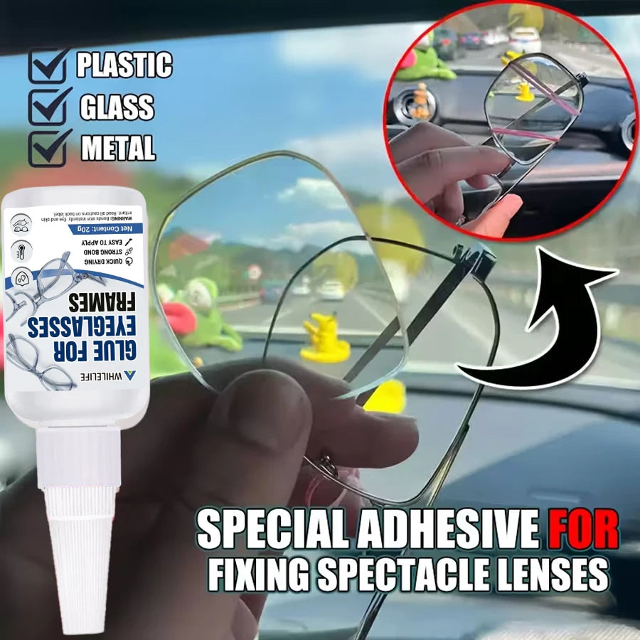 Eyeglass Frame Repair Glue, Low-Cost Clear Strong Multi-Purpose Adhesive for Glasses Frames, Rhinestones, Pearls Device Bonding