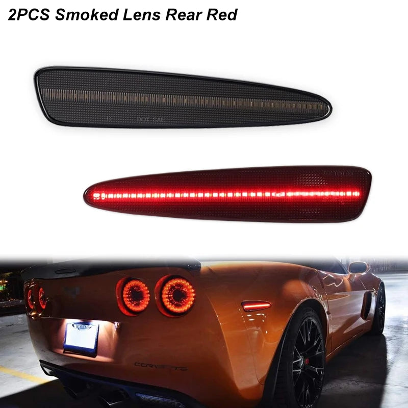 iJDM Front Rear Bumper LED Side Marker Turn Signal Lights Yellow Red for Chevrolet Corvette C6 2005-2013 2012 Car Accessories
