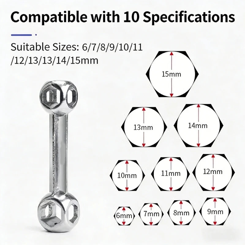 Portable 10 In 1 Hexagonal Wrenches Tool For Bicycles Repair And General Screw Maintenance