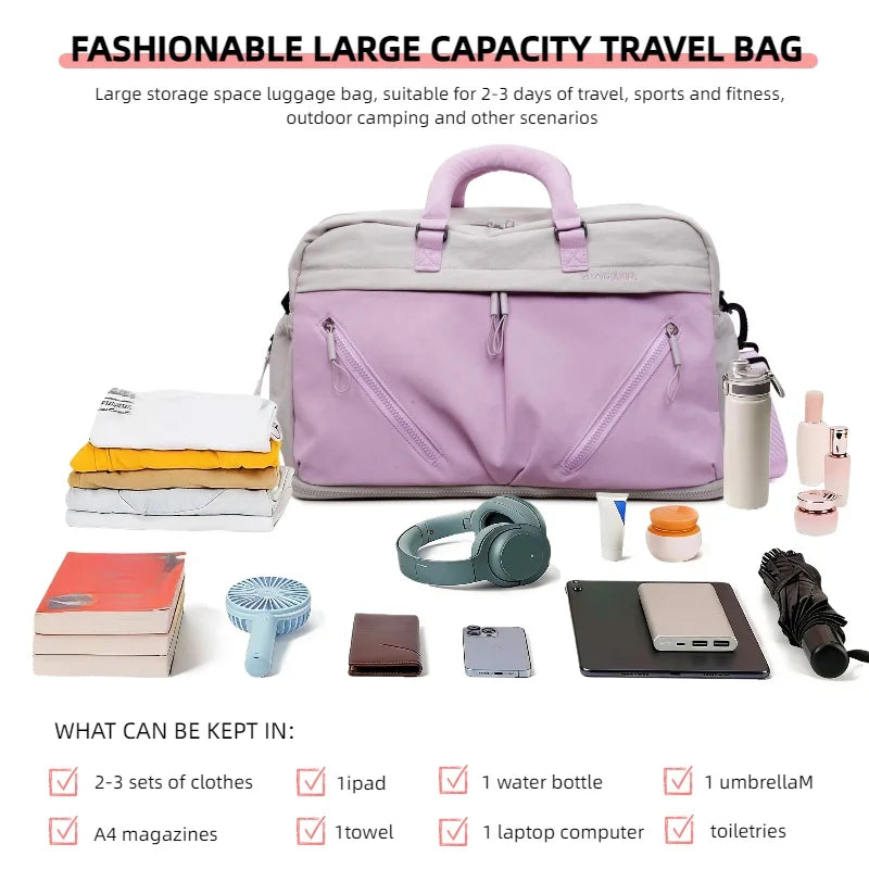 Sports Duffels Bag Travel Handbag Independent Shoe Compartment Suitable for Sports Fitness Travel Weekend Stays Business Travel