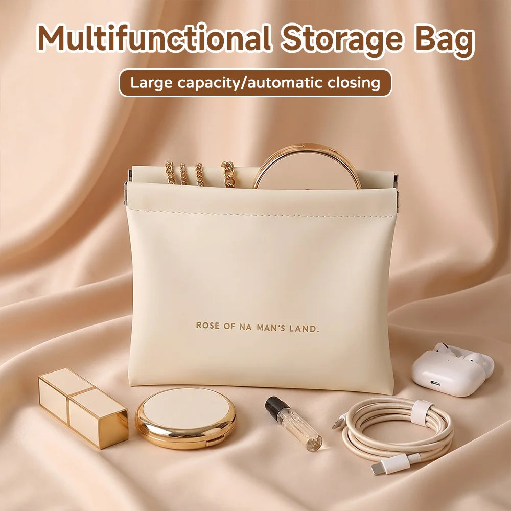 Fashion Multifunctional Storage Bag With Automatic Closure Wired Headphone PU Coin Purse Mini Portable Lipstick And Makeup Bag