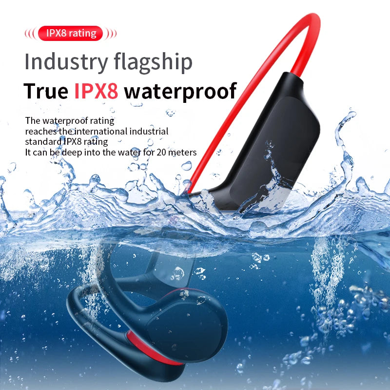2025 Bone Conduction Wireless Headphones IPX8 Waterproof Swimming Headset 32GB MP3 Player BT5.4 With Mic Music  Sports Earphone