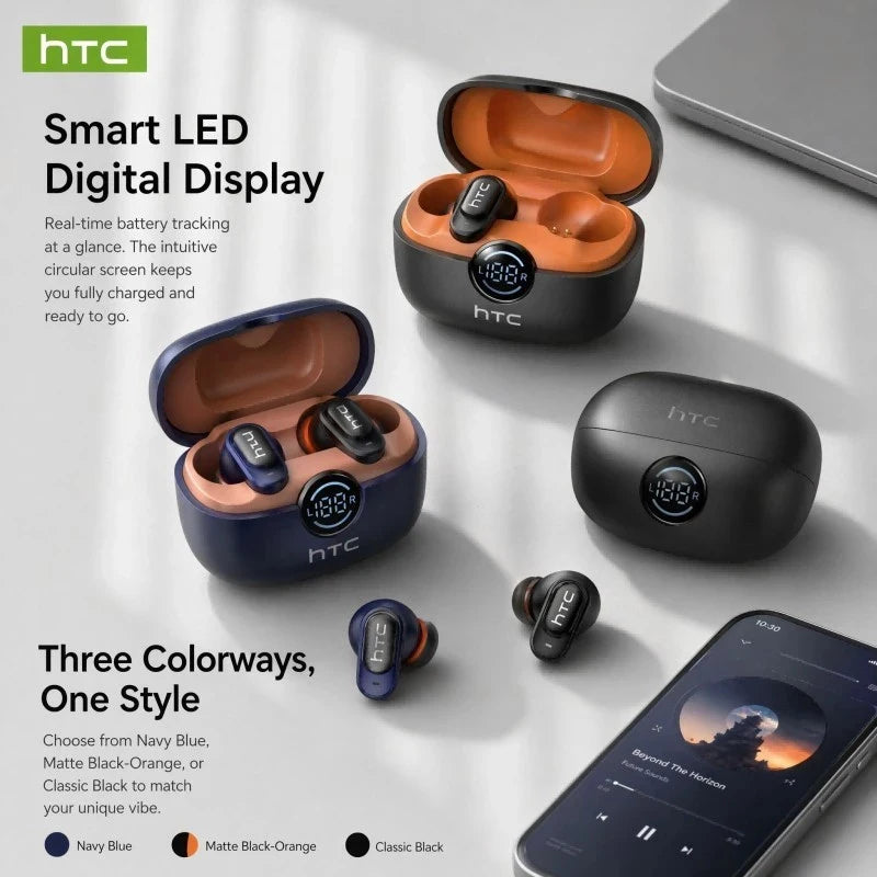 HTC NE79 Real Time Language Translator Earphone Bluetooth Low Latency HiFi Stereo Sound HD Call Wireless Music Sports Earbud