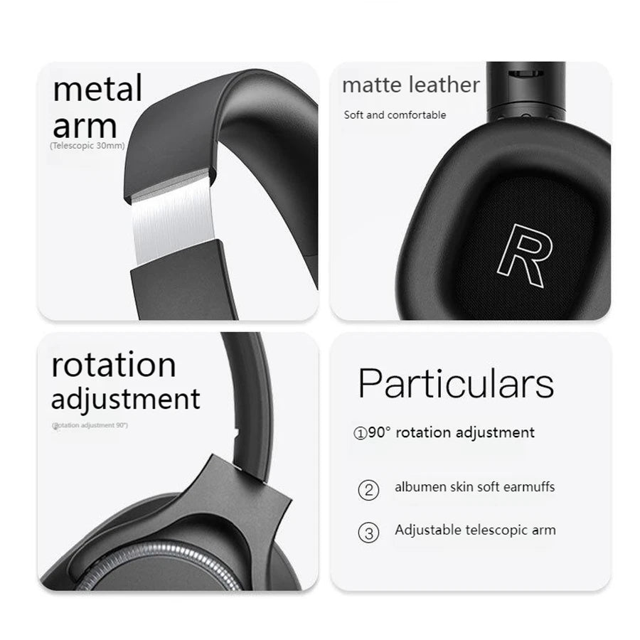 Rotary Volume Knob ANC Active Noise Cancelling Over-Ear Wireless Bluetooth6.0 Headphones Head Mounted Foldable Headset With Mic