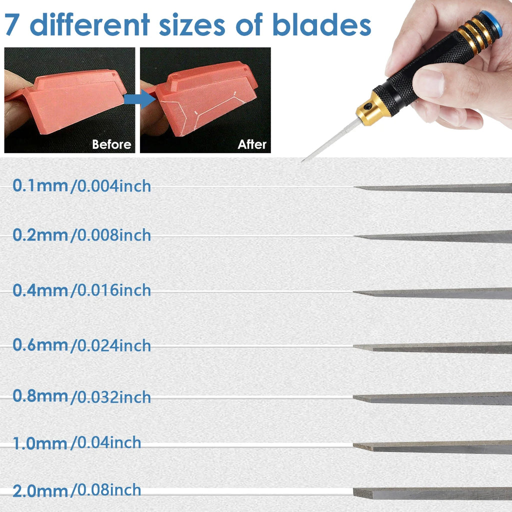 Model Chisel With Blades Gundam Resin Carved Scribe Line Hobby Cutting Tool Chisel 7 Blades Tools For RC Car / Drone Repairing
