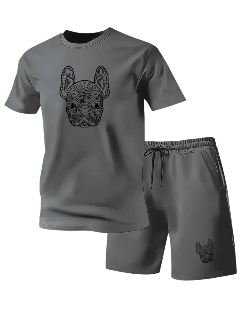 Summer Men's Quick Dry Casual Short Sleeve T-Shirt And Shorts Set City Street Fashion Running Sports 2-Piece Suit