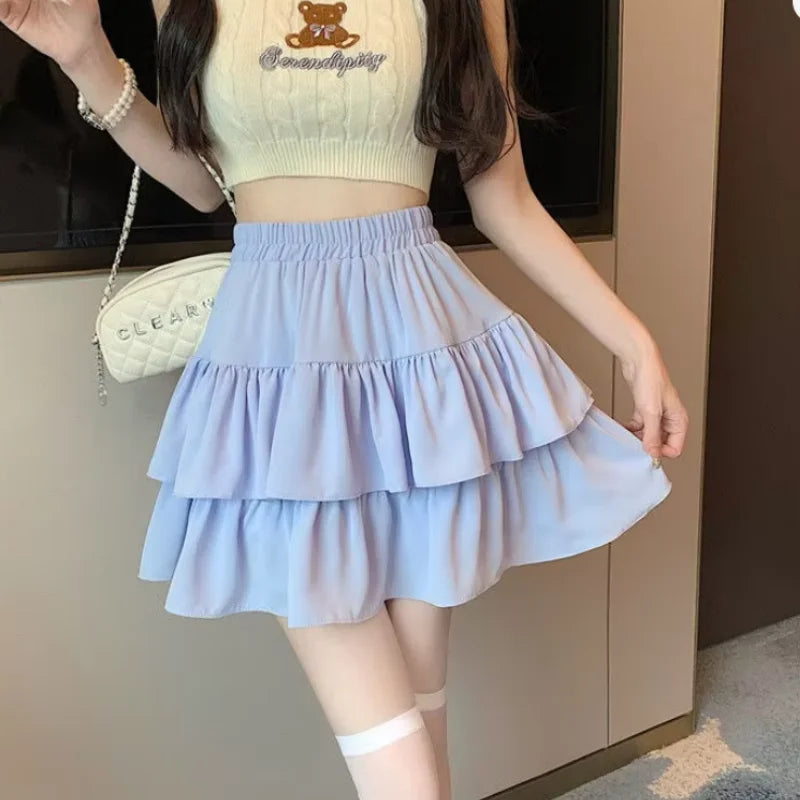 Plus Size Women's Ruffle Short Sleeve T-shirt Elastic Irregular Hem Slim Fit Shirt&Blouses Solid Summer Casual Elegance Top Chic