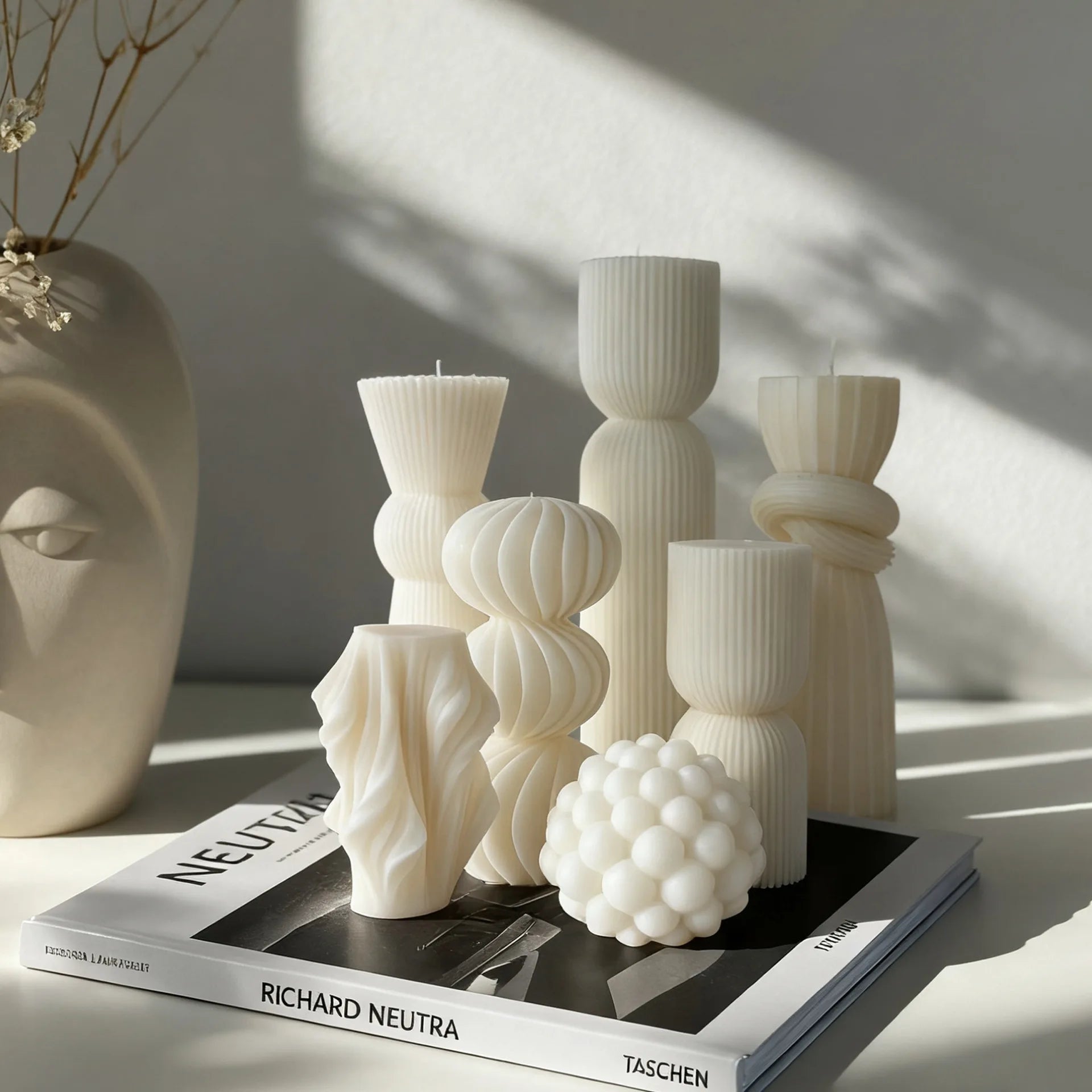 Nordic Minimalist White Scented Candle Atmosphere Home Decor Wedding Arrangement Cylinder Geometric Shape Fragrance Candle