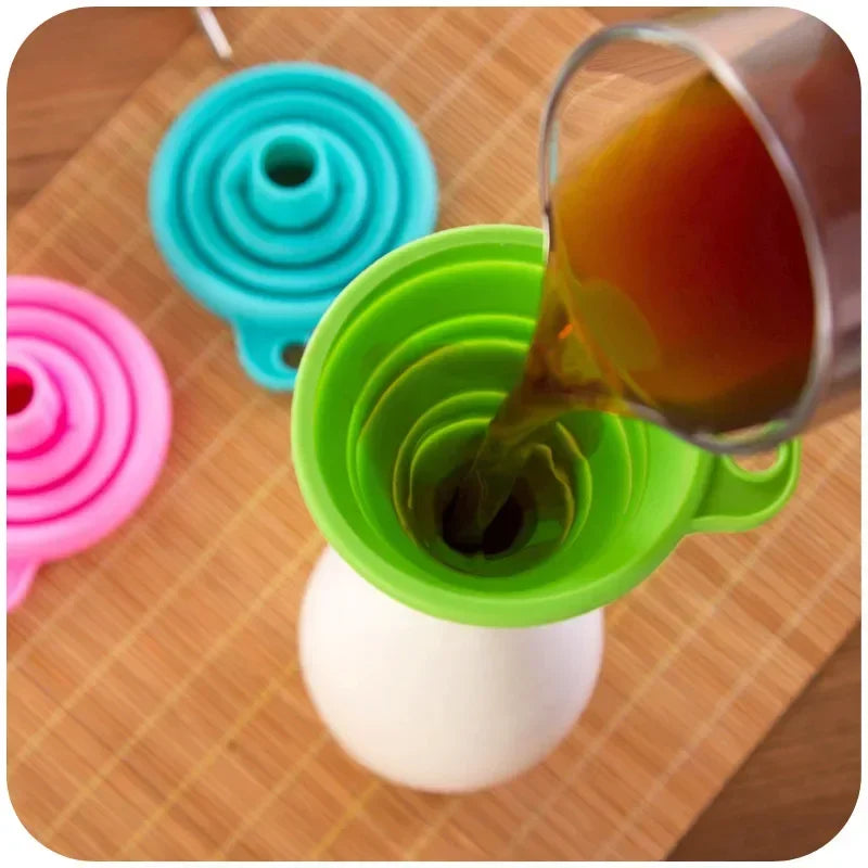 Silicone Collapsible Foldable Funnel Household Kitchen Cooking Tools Portable Wine Mini Portable Oil Pot Funnel