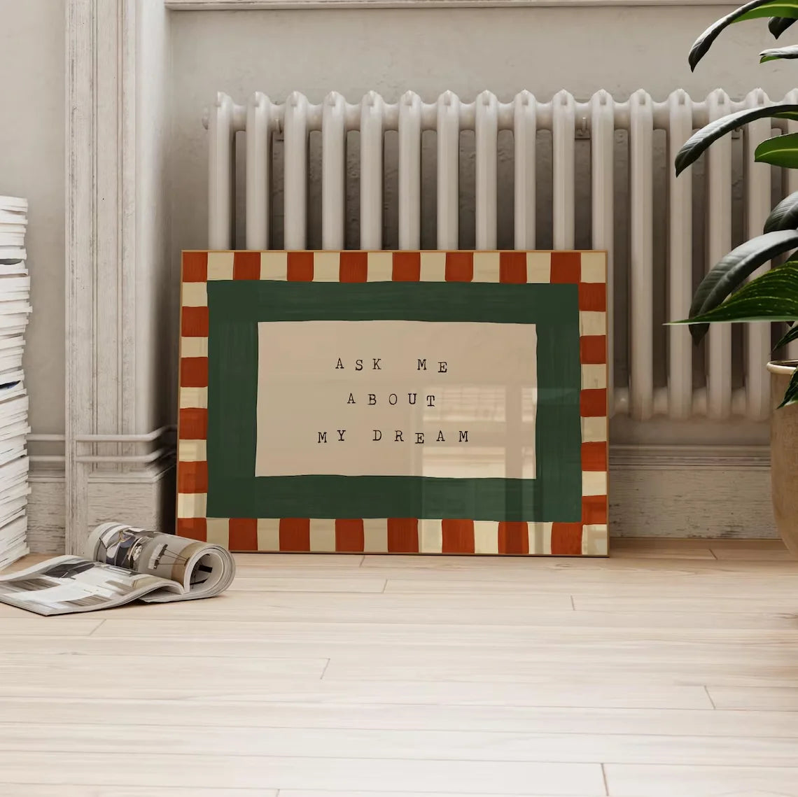 Retro Bedroom Wall Art, Checkered Wall Art, Mid Century Print, Bedroom Prints, Ask Me About My Dream Print, Wall Art For