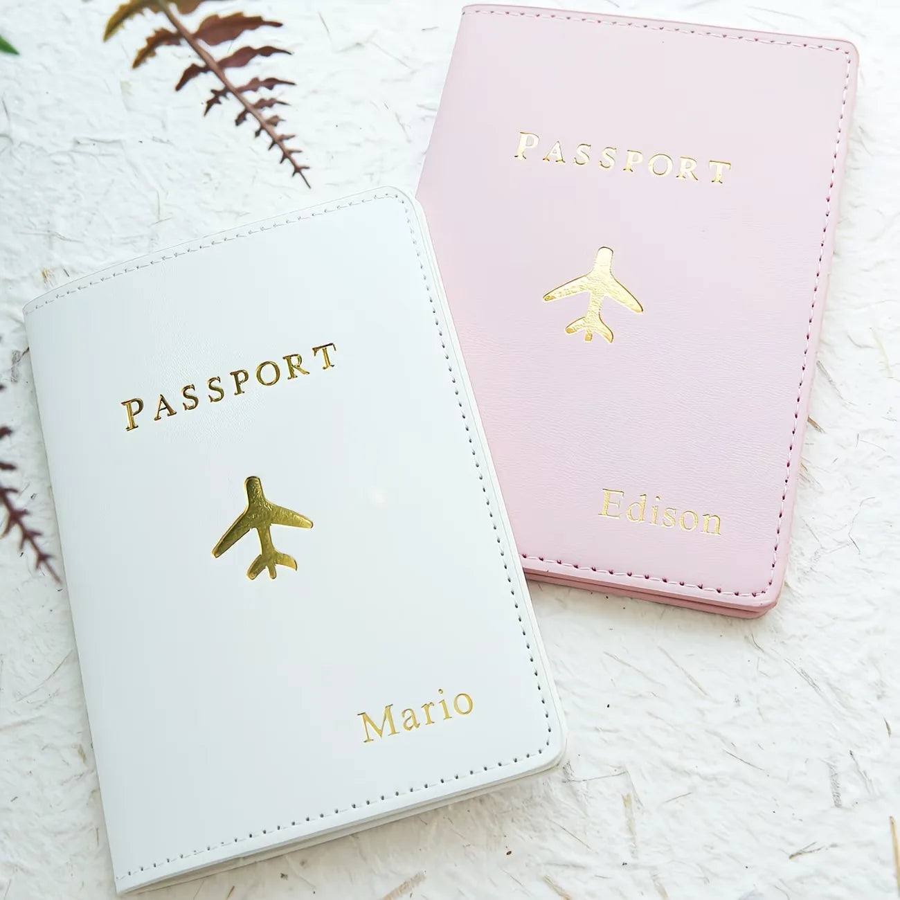 Custom Personalized Hot Stamping Passport Holder with a Custom Golden Monogram Name, Made of Faux Leather