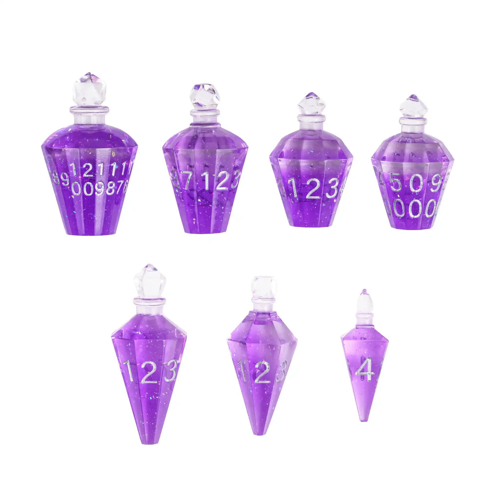 7 Potion Bottles Sharp Edges Dice DND New Style Polyhedral Dice Set Handcrafted D4-D20 for Role Playing Game Board Games TRPG