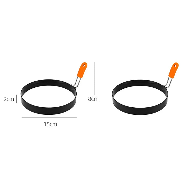 Fried Egg Ring Stainless Steel with Heat  Resistant Silicone Handle Non-Stick Fried Egg Mold Scrambled Eggs Form