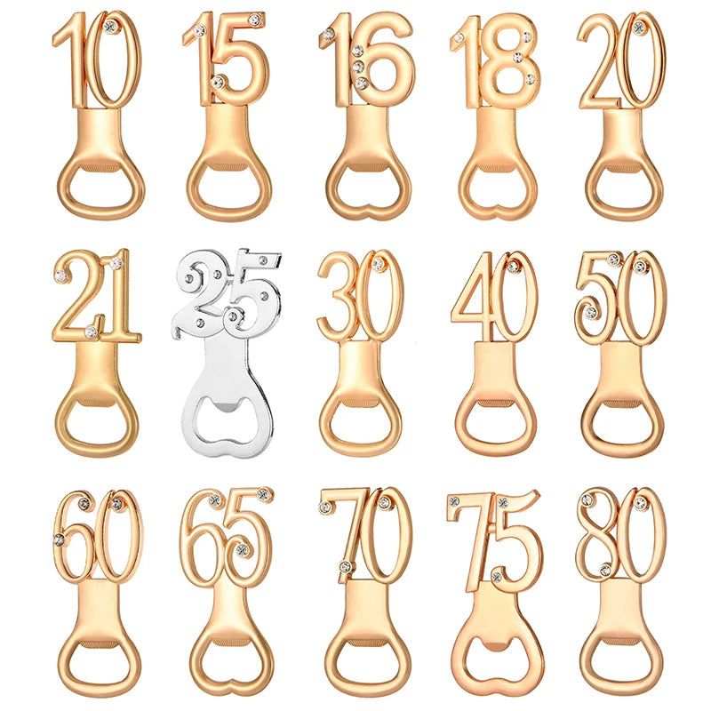 30/40/50/60/70/80 Number Shape Bottle Opener For Birthday Party Wedding Anniversary Souvenir Gift Kitchen Gadget