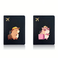Capybara Pattern Print Passport Wallet Set 2 Pcs Passport Holder  Ticket Holder Passport Lightweight Travel Card Holders