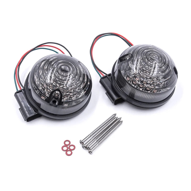 2Pcs Waterproof Smoked Lens 73mm Round Red Lamp Tail Brake Stop Light For Land Rover Defender 90/110 1983-2016
