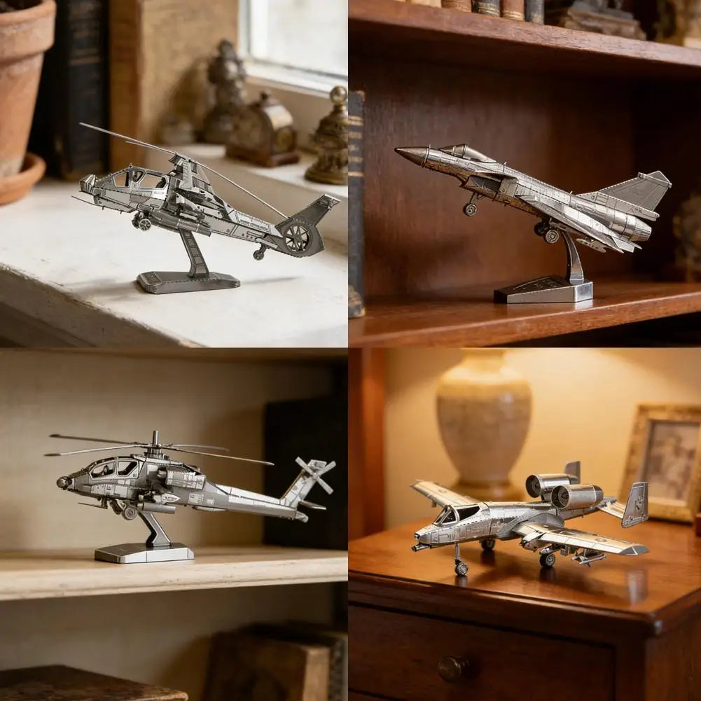 DIY 3D Metal Aircraft Model Kit Alloy Military Airplane Puzzle Educational Assembly Toy for Hobbyists & Collectors