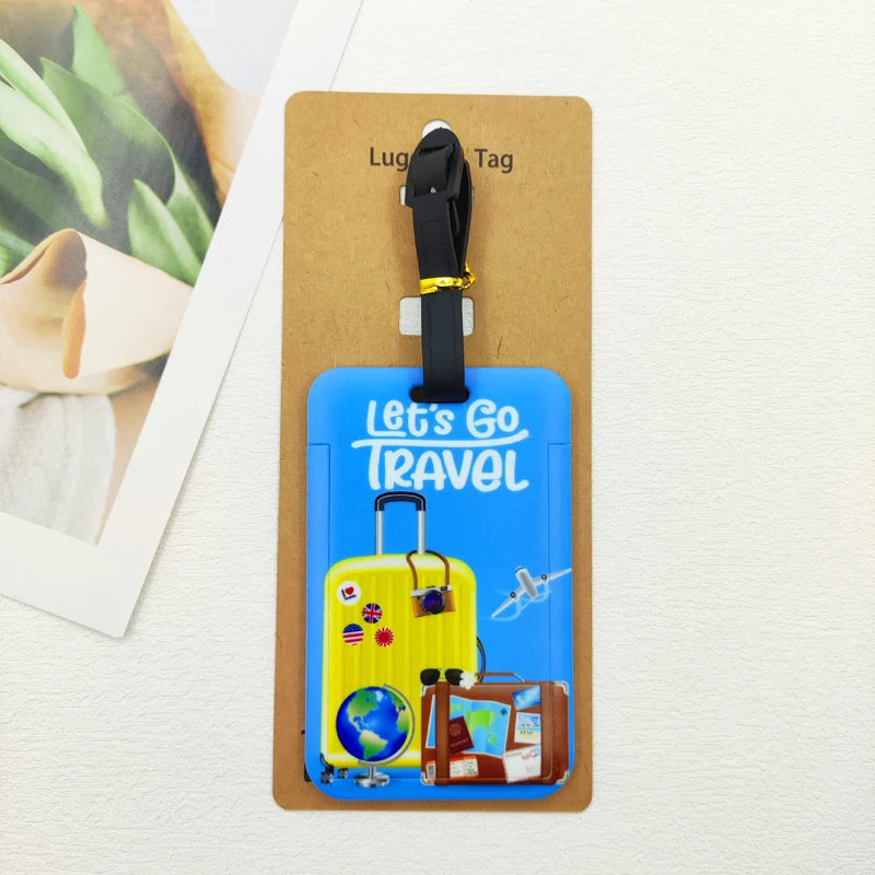 Let's Travel Luggage Label Men Travel Luggage Tag Boys Suitcase ID Address Holder Baggage Boarding Portable Suitcase Ticket