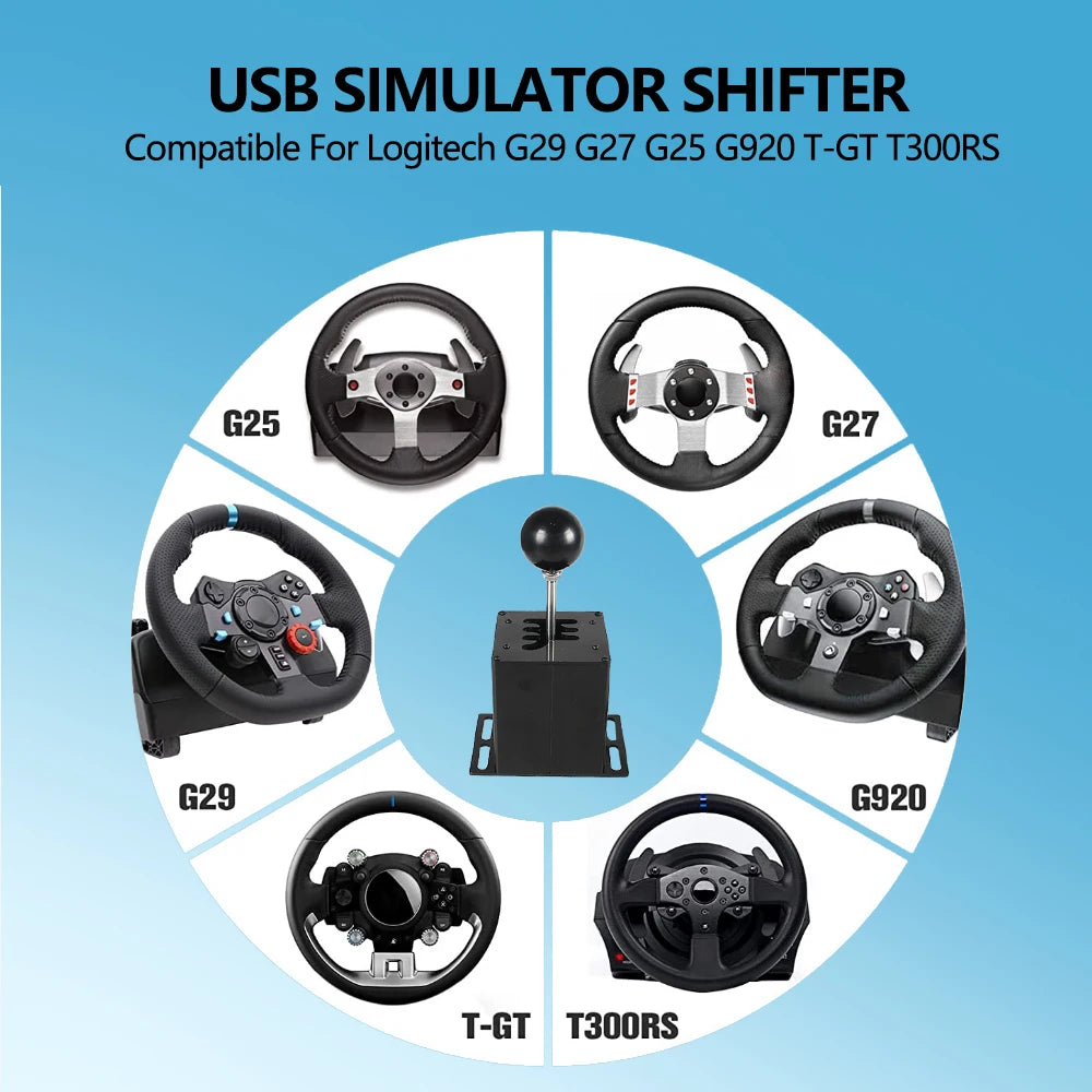 PC  Simracing Racing Game USB H Gear Shifter For Logitech G27 G29 G25 G920 For Thrustmaster T300RS/GT Shift Knob For ETS2