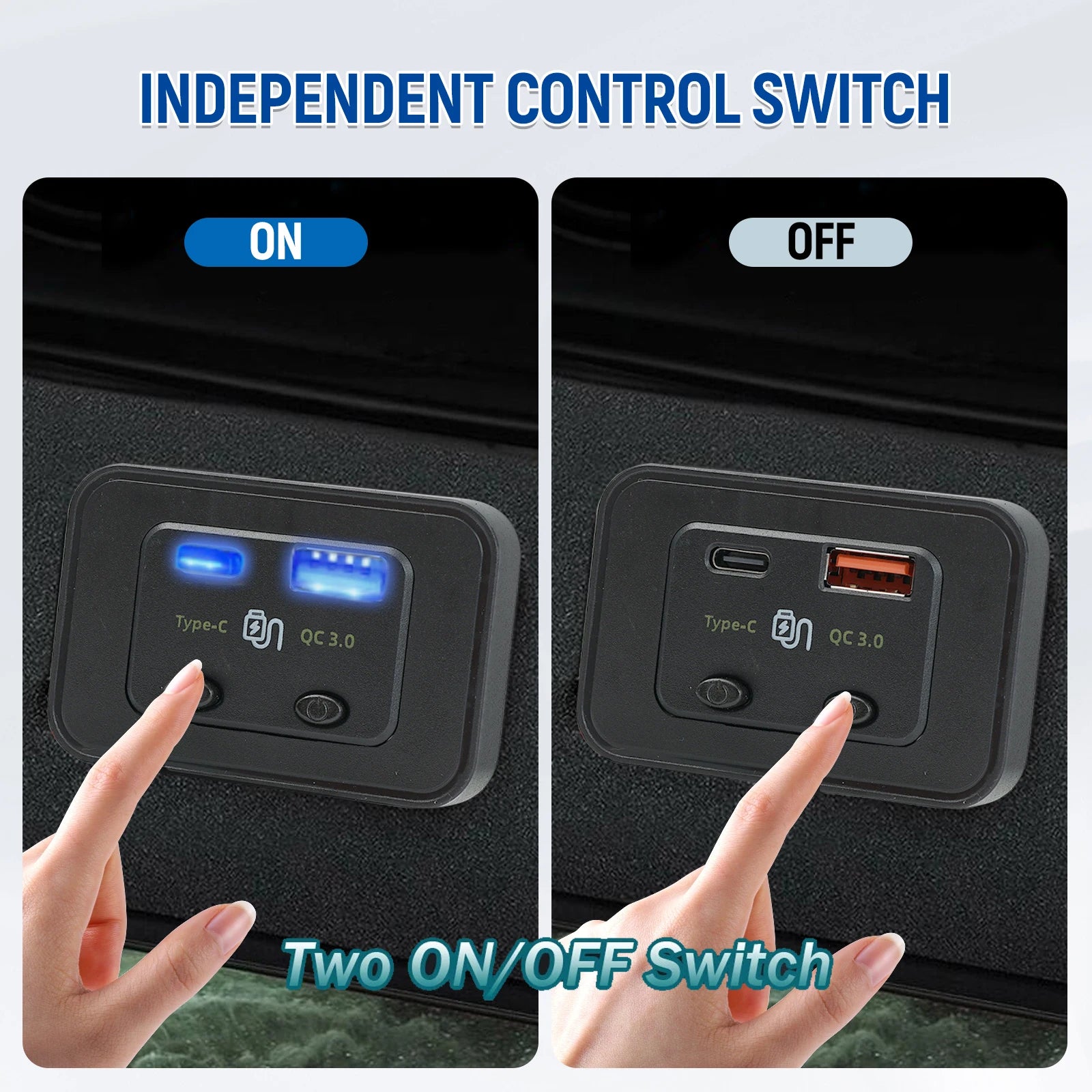 12V/24V Car Usb Splitter Power Outlet Panel Adapter for Camper Truck Boat RV Car Charger Socket Dual USB Type C Charger Adapter