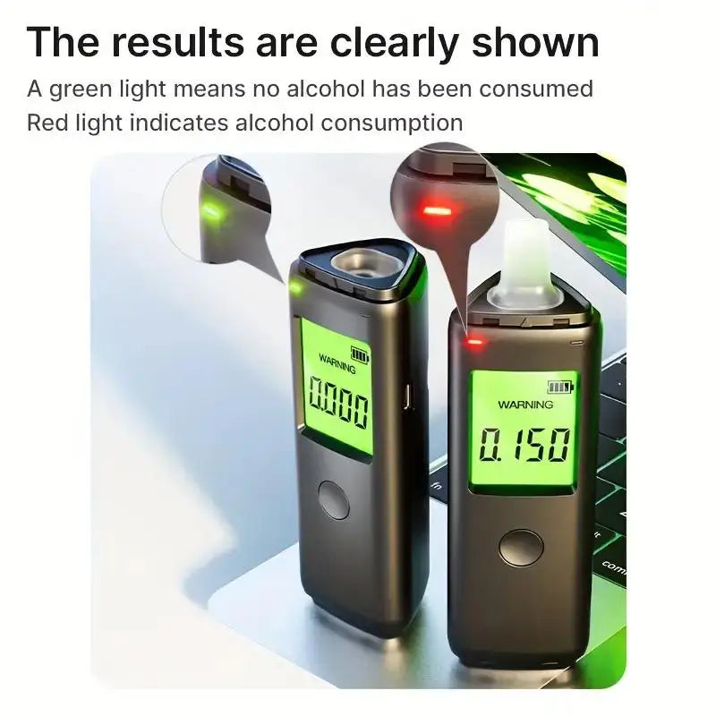 High Precision Alcohol Tester, Respiratory Analyzer with Two Detection Methods, Equipped with Blowpipe