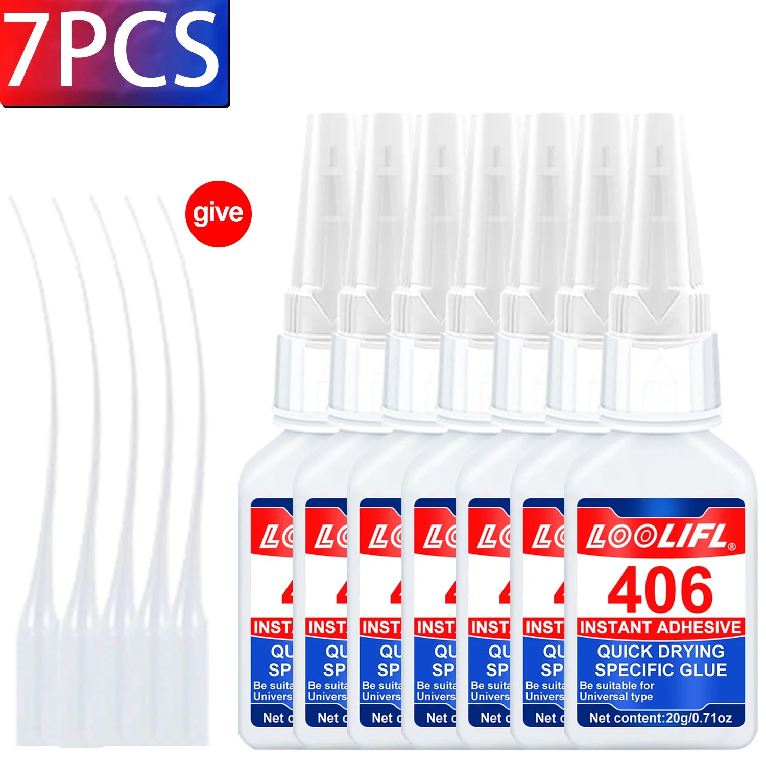 LOOLIFL 406 Glue Instant Quick Dry Cyanoacrylate Strong Adhesive Universal Fast Repairing Glue For Wood Plastic Jewelry Glue