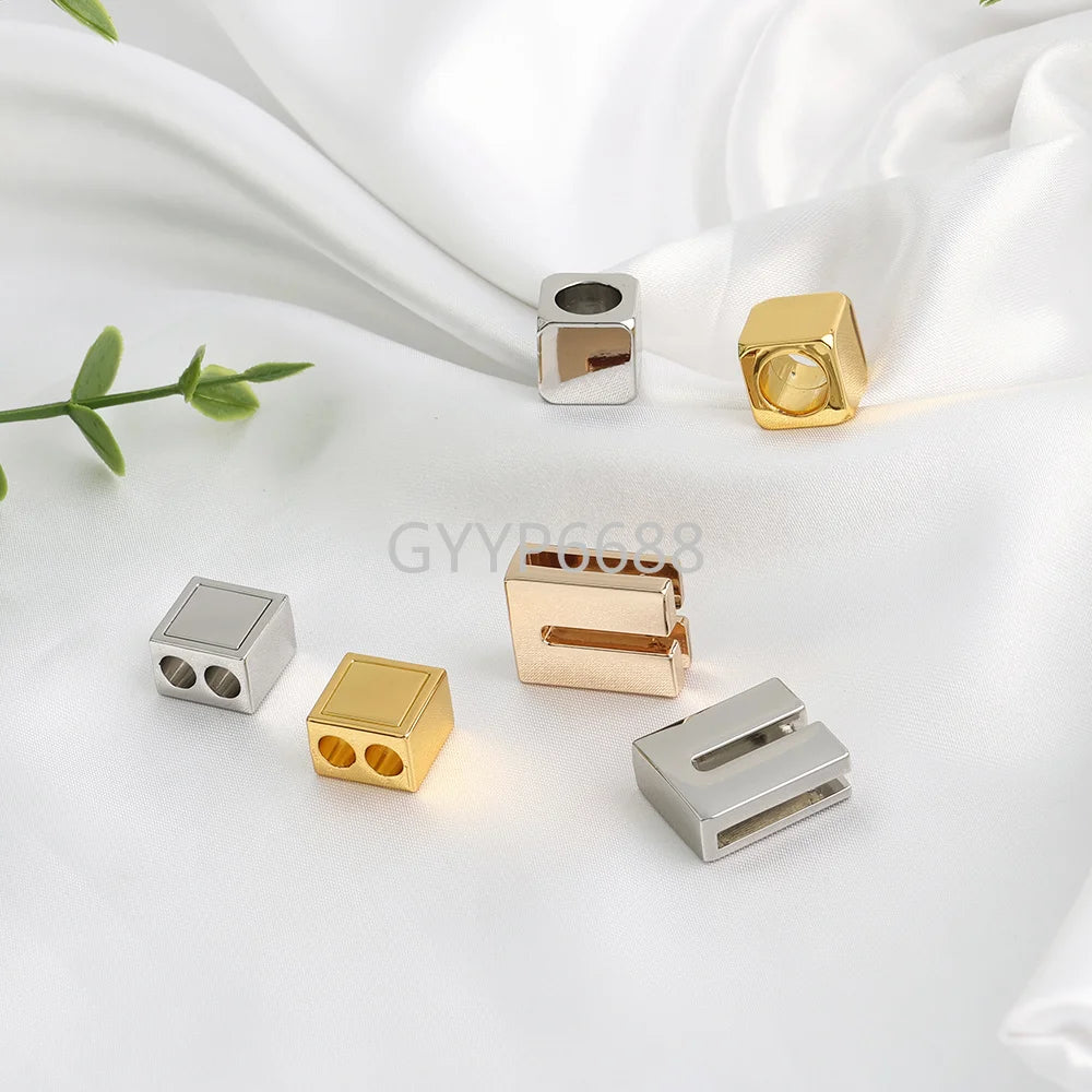 10/50/100PCS Belt Buckles in Bulk Metal Strap Connector For Leather Cord End Caps with Loop Bag Hoodie DIY Bracelet Accessories