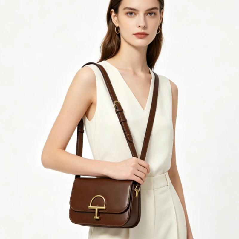 Luxury Brand Popular Classic Elegant Leather Diaper Bag High-End Minimalist Square Satchels for Women