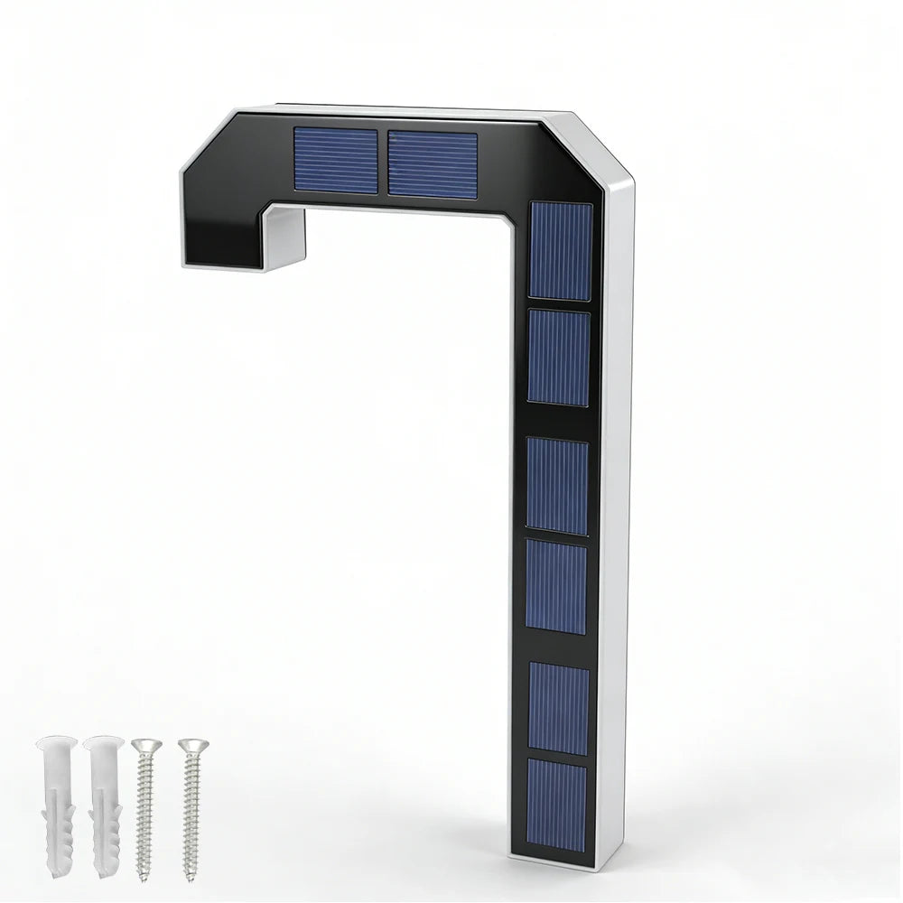 BORUiT Solar LED House Number Light Waterproof Outdoor Address Number Lamp Modern Home Garden Wall Decoration Lighting