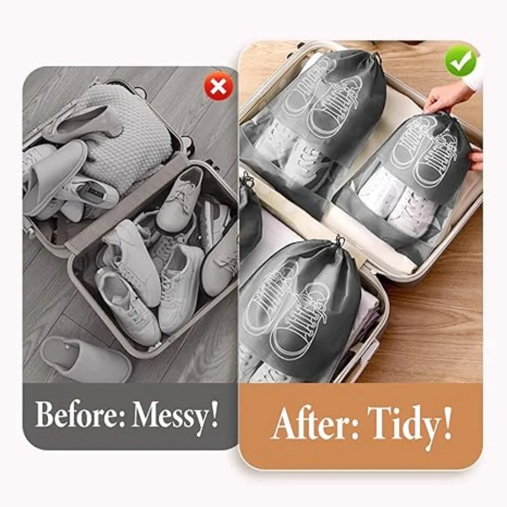 1-50Pcs Shoes Storage Organizer Bags Waterproof Pocket Clothing Classified Hanging Bag Non-Woven Shoe Dust Bags Moistureproof