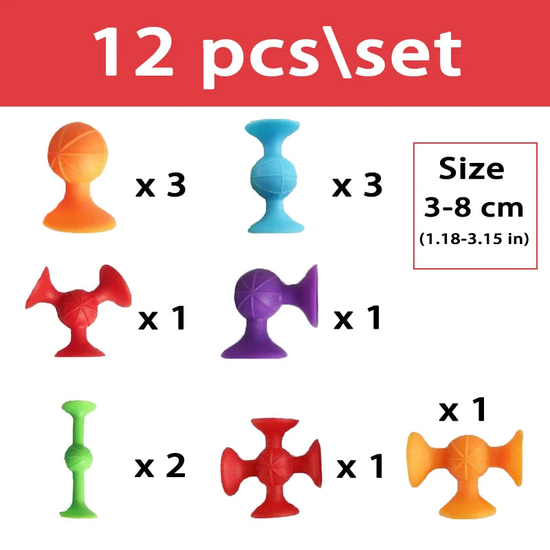 Montessori Animal Silicone Soft Building Blocks Children Toys DIY Suction Cup Assembly Construct Sensory Play Educational Toys