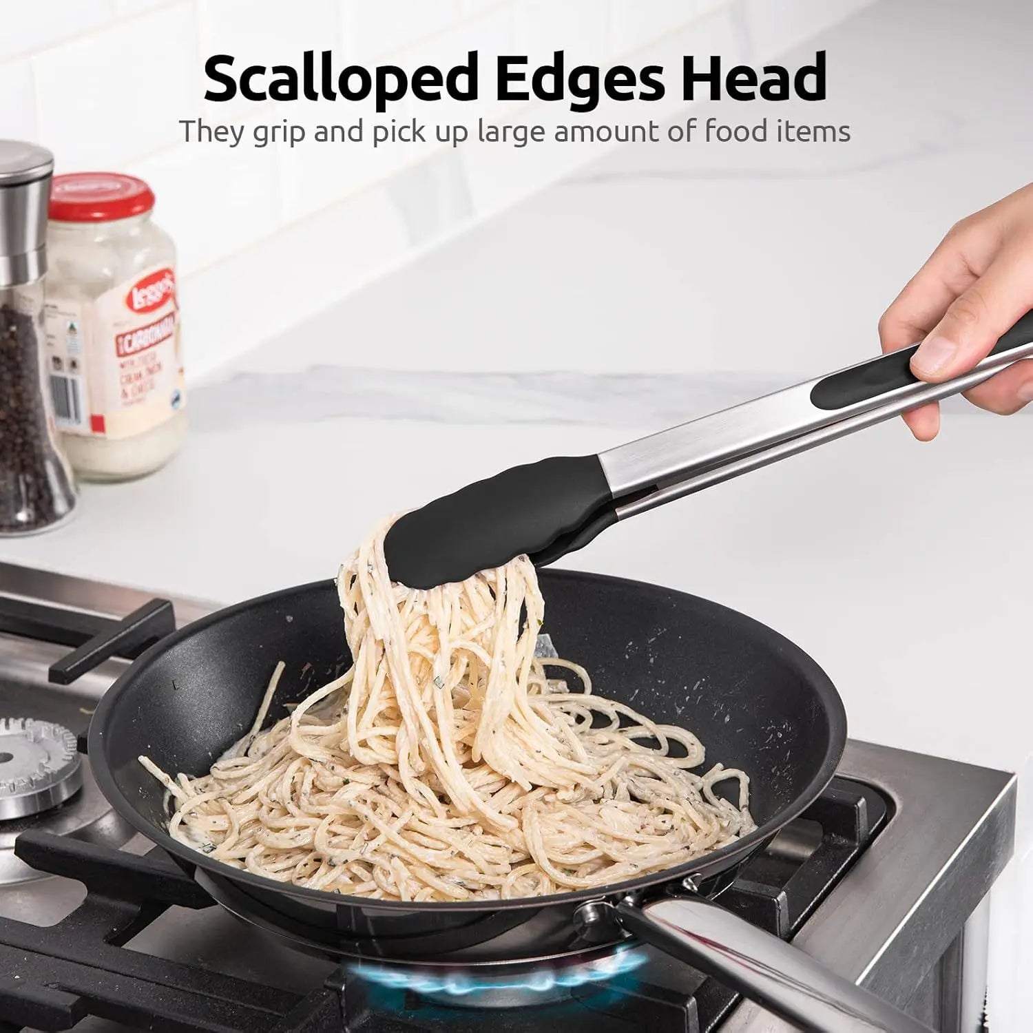 Premium Stainless Steel Silicone Food Tongs 1/3Pcs Non Stick Heat Resistant BBQ Cooking Clamp For Steak Salad Pasta Noodles