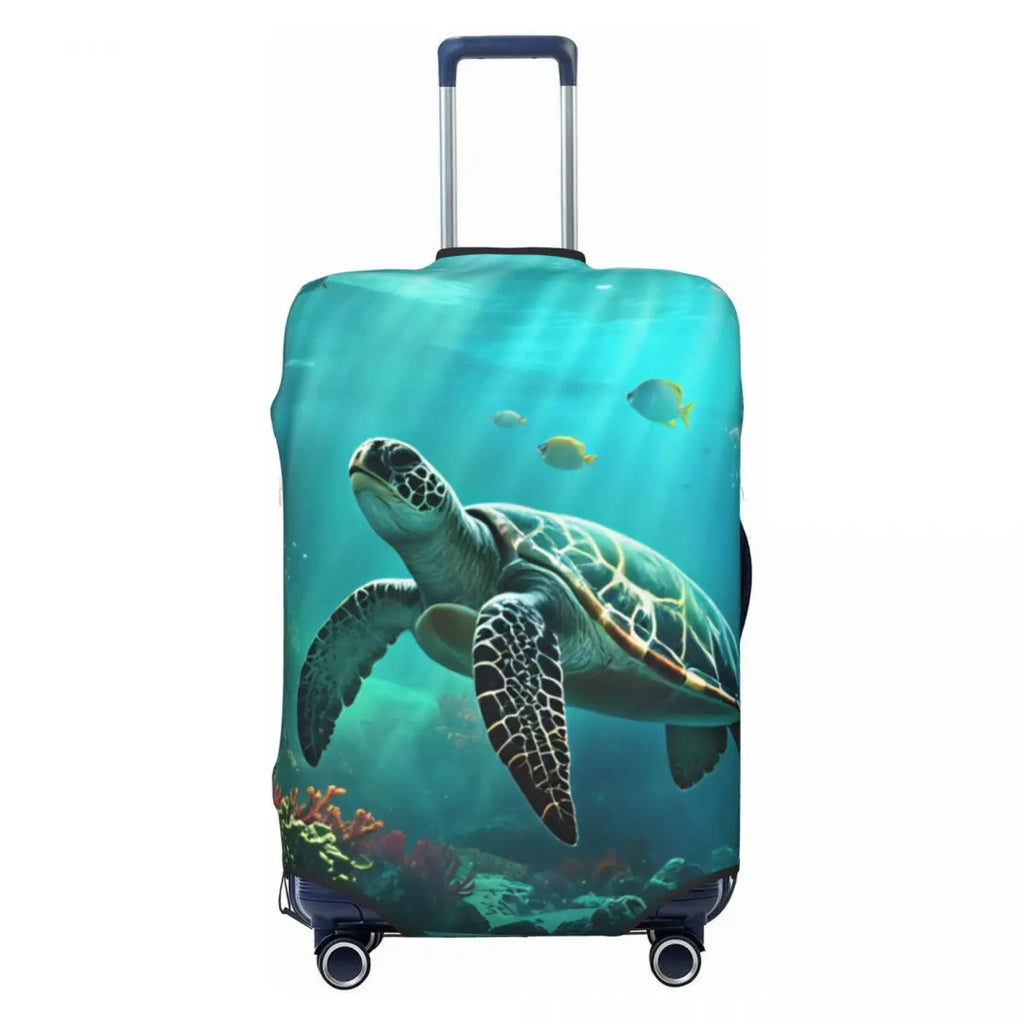 Funny Reflection Coral Reef Sea Turtle Fish Print Luggage Cover Protector Dust Proof Travel Suitcase Covers