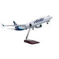 1/85 Scale Aircraft 47cm Alaska Airways B737max Diecast Resin Airplane Model Kit With Voice Control & Stand For Souvenir Display