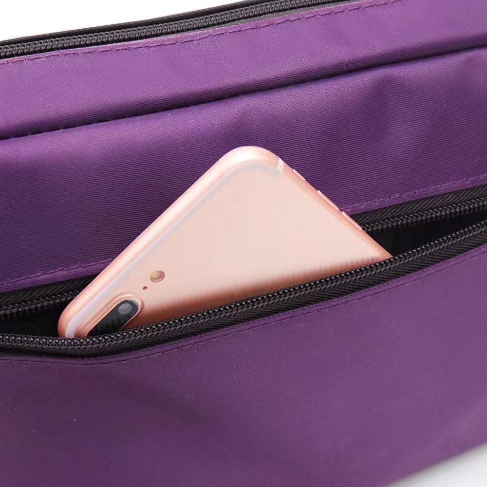 Purple One Shoulder Crossbody Bag Portable Commuting Large Capacity Simplicity Storage Bag Garland Letter Series Print Pattern