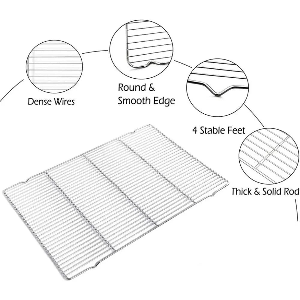 1 Pack Baking Net 304 Stainless Steel Rectangular Cooling Rack Grilling Tools BBQ Grill Accessories Oven Safe Small Grill