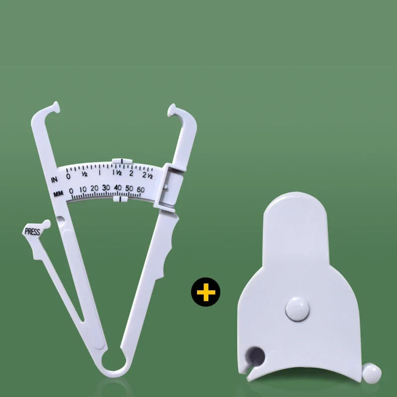 2pcs/set PVC Body Fat Caliper Measure Tape Tester Fitness for Lose Weight for Body Building Portable Fitness Equipmnet White