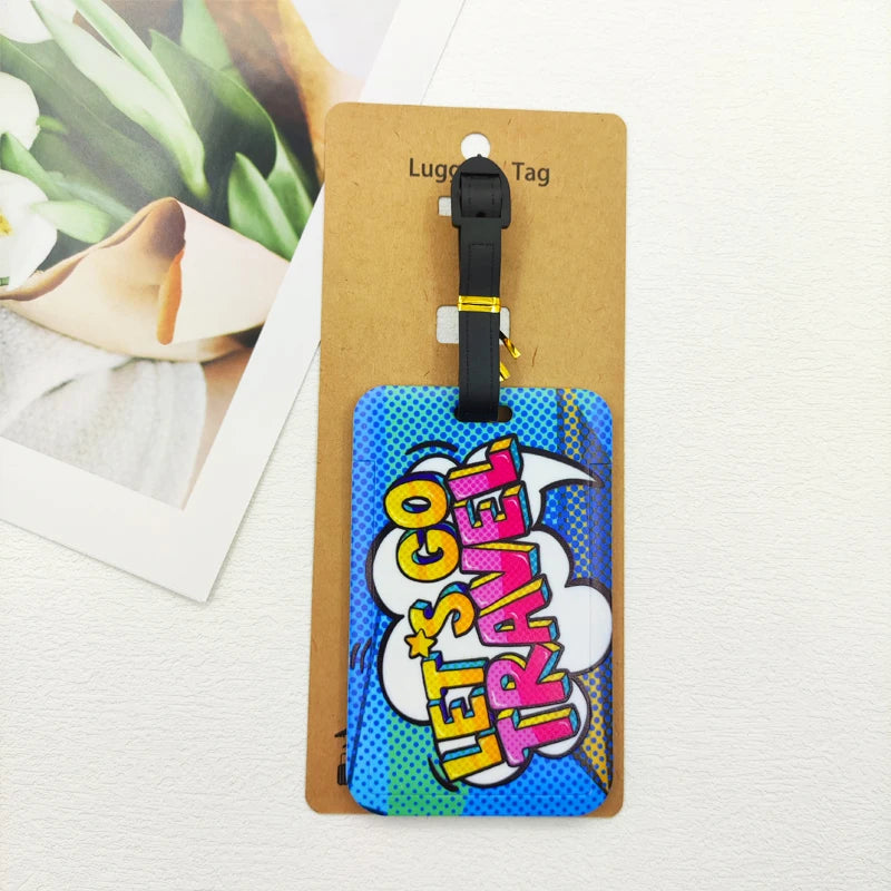 Let's Travel Luggage Label Men Travel Luggage Tag Boys Suitcase ID Address Holder Baggage Boarding Portable Suitcase Ticket