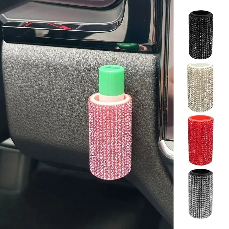 NEW Rhinestone Car Chapstick Holder Silicone Sparkling Lip Balm Bling Cosmetic Storage Car Interior Accessories