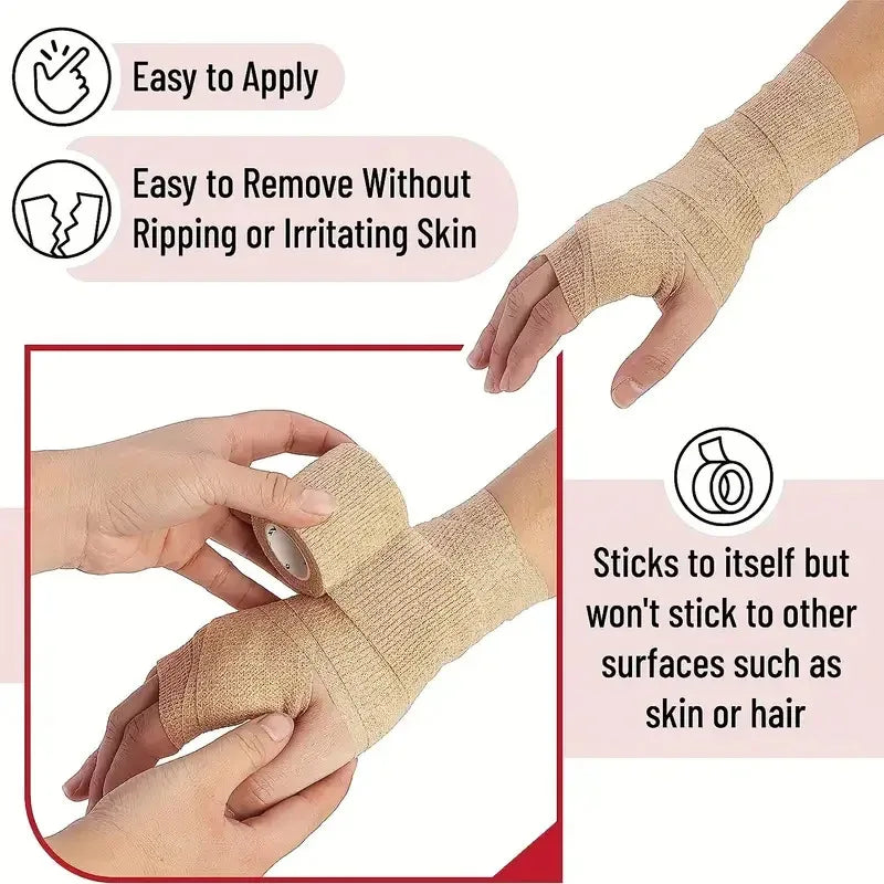 1/10 Rolls  Adhesive Bandage Elastic Breathable Sports Self Adhesive Tape Beige Wrap Finger Tape For Wrist Ankle