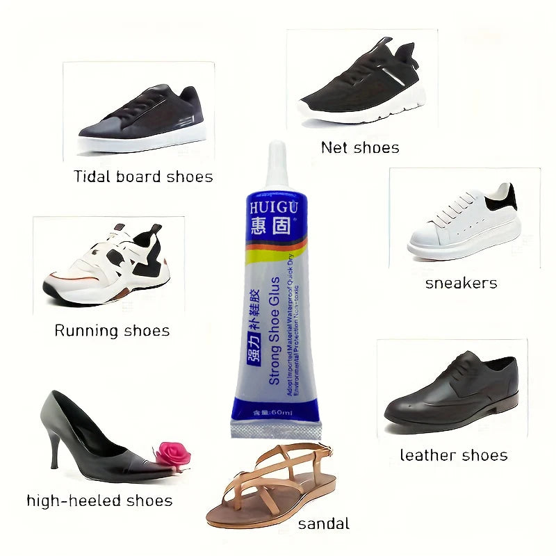 60ml Professional Shoe Adhesive Glue Quick Dry Waterproof Repair Kit for Boots Sneakers Shoes Long Lasting Strong Bonding