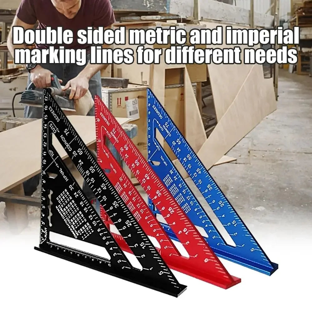 7-Inch Triangle Ruler Aluminum Alloy Measurement Tool with Inch & Metric ScaleCarpenter Speed Square Angle Ruler for Woodworking