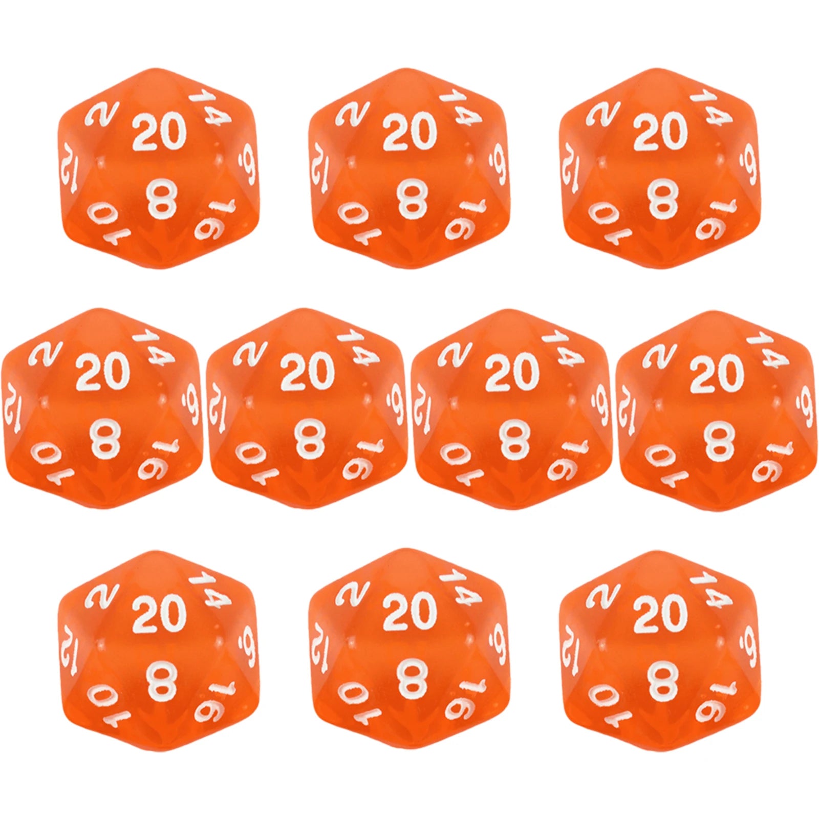 D20 Dice Set 10pcs/set Polyhedral 20 Sided Transparent Dice for Role Playing DND COC Entertainment Board Game