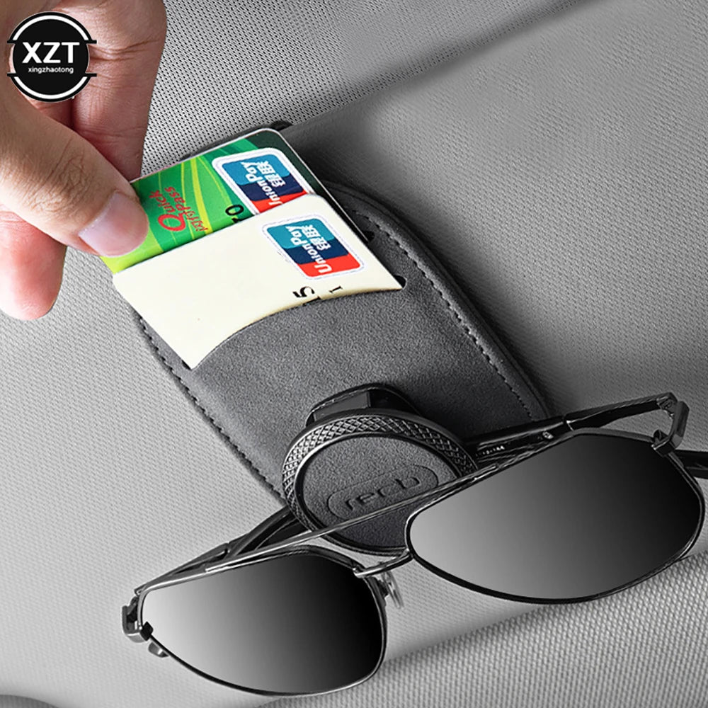 Fashion Car Glasses Holder Universal Sun Visor Clip Sunglasses Holder Suede Leather Eyeglasses Hanger Ticket Clip Glasses Mount
