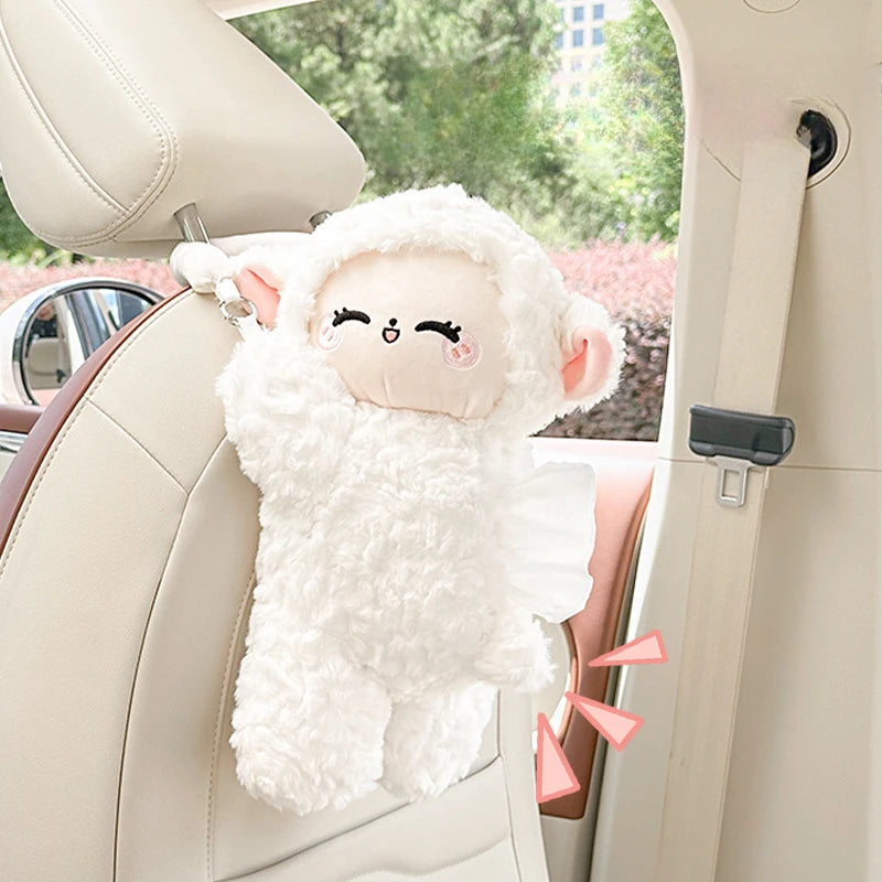 1pc Universal Car Tissue Hanger Doll Cute Creative Hanging Tissue Holder Plush Vehicle Tissue Case  Paper Box